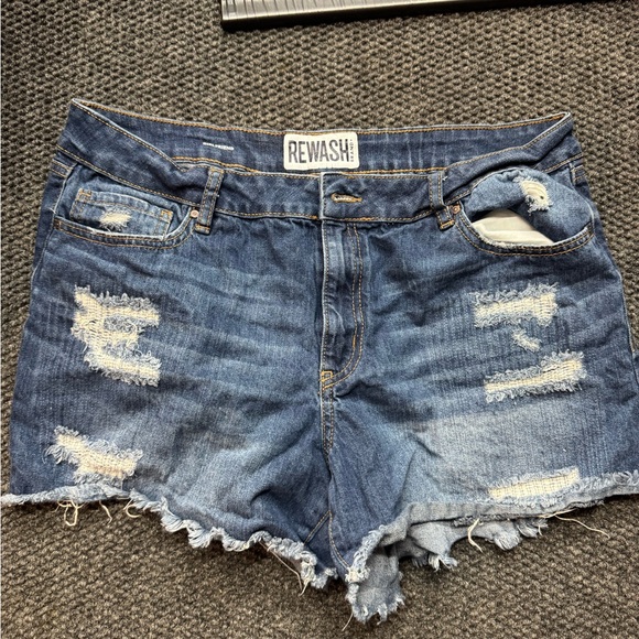 Rewash Pants - Rewash Frayed Denim Blue Shorts